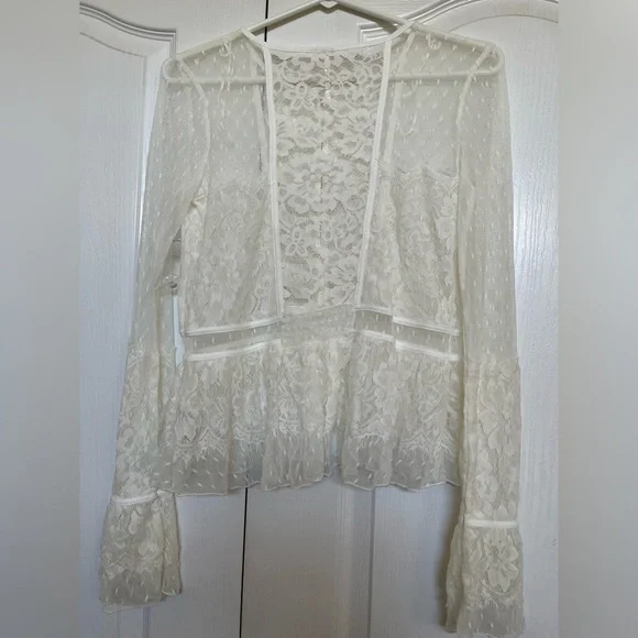 Free People White Lace Long Sleeve Top - Picture 7 of 8